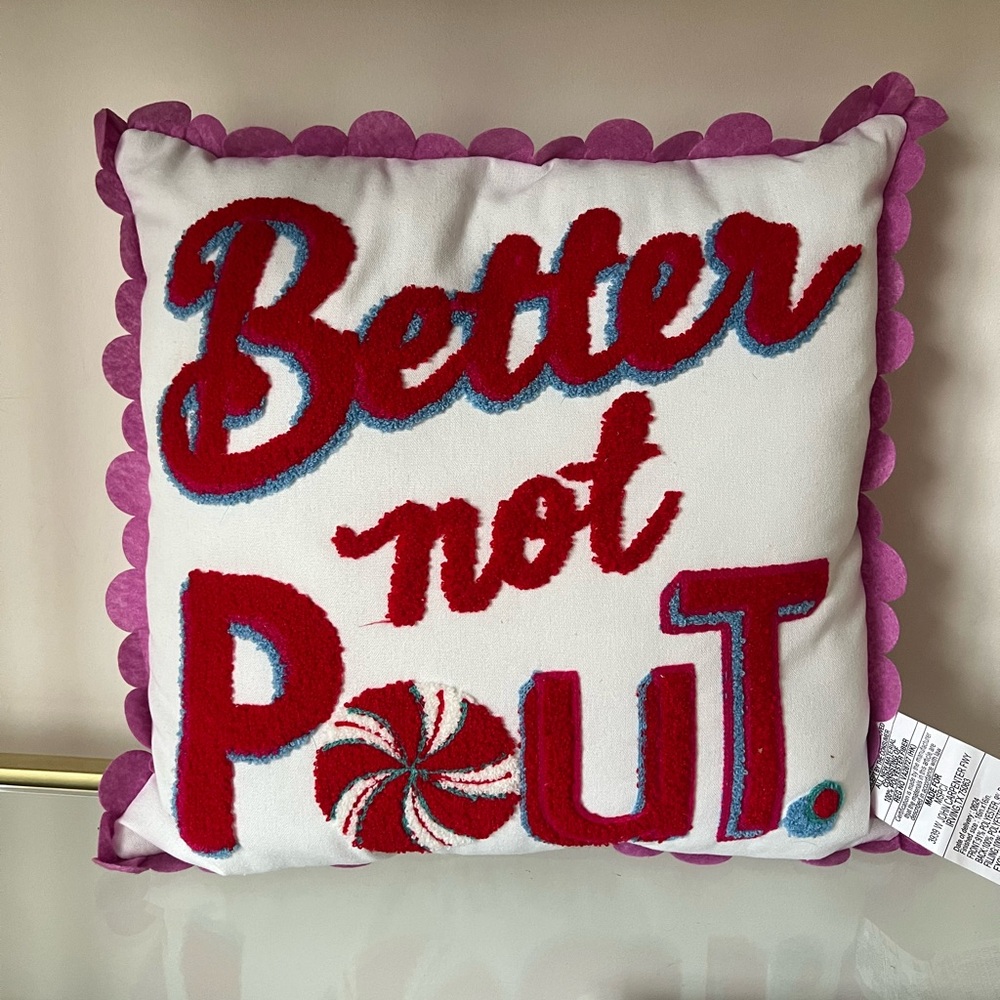 Festive 'Better Not Pout' Decorative Pillow